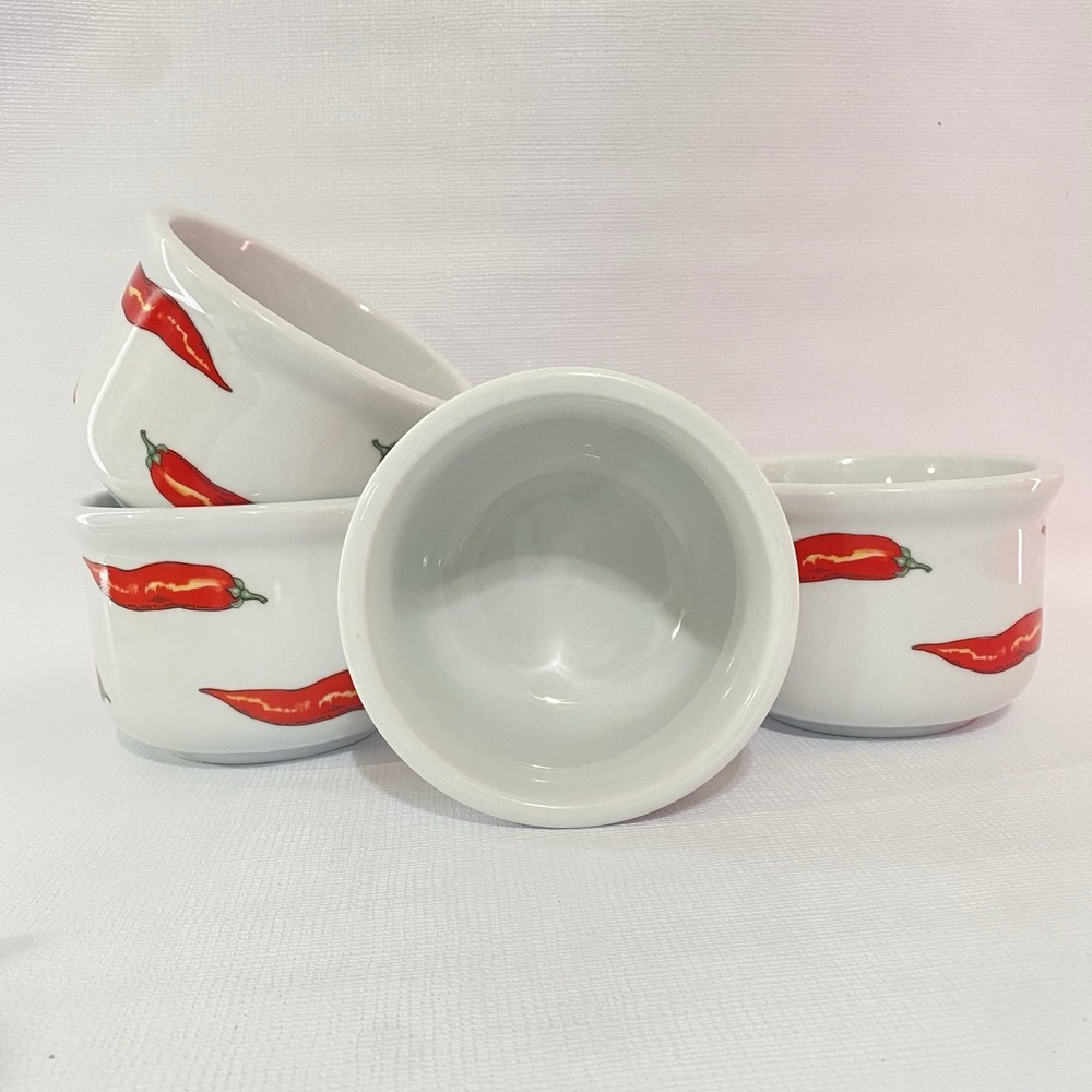 VTG Cordon Bleu Red Chili Pepper 5" Bowls Set Of 4 Mint‎ Condition 1995
